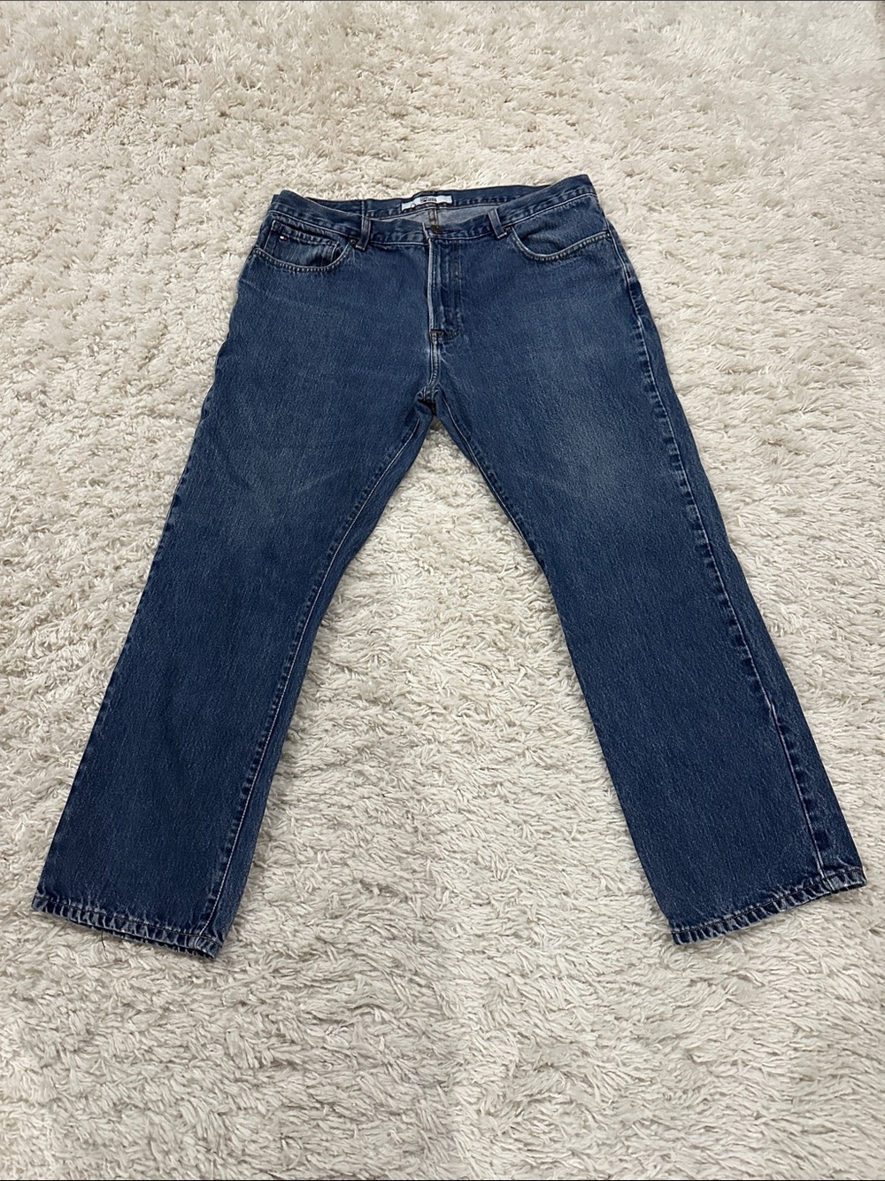TOMMY HILFIGER Y2K Men’s Streetwear Dark Blue Straight-Leg Jeans EUC Sz 36x30 - Picture 5 of 13